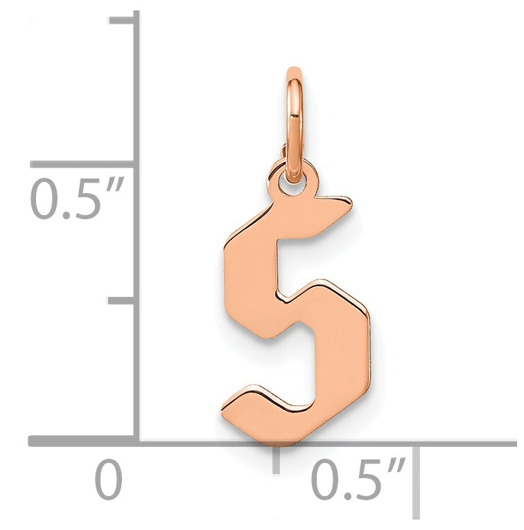 Sterling Silver Rose Gold-plated Letter S Initial Pendant