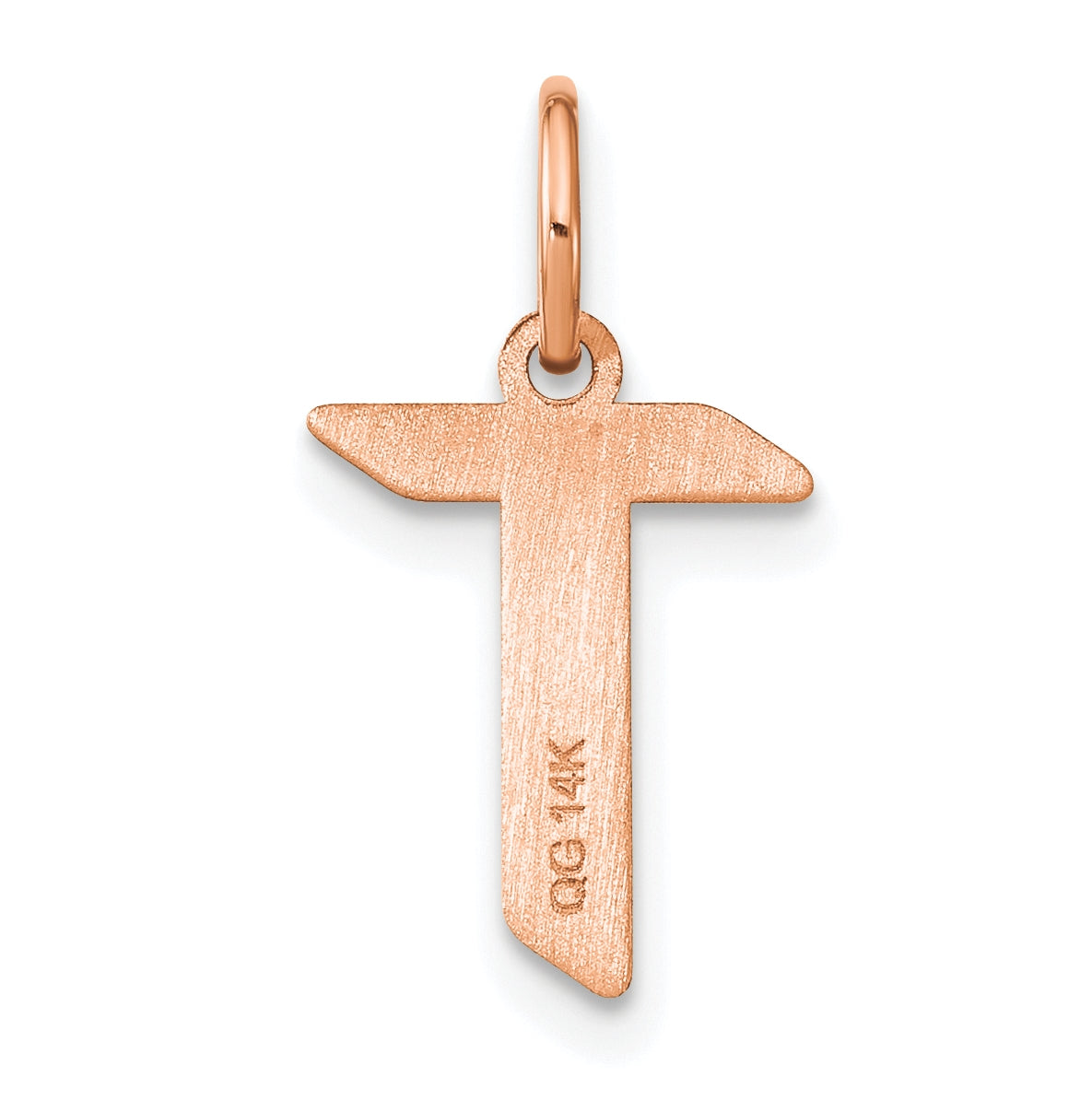 Sterling Silver Rose Gold-plated Letter T Initial Pendant