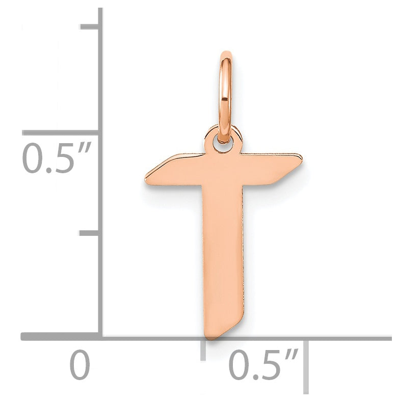 Sterling Silver Rose Gold-plated Letter T Initial Pendant