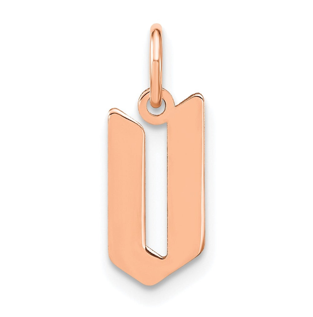 Sterling Silver Rose Gold-plated Letter V Initial Pendant
