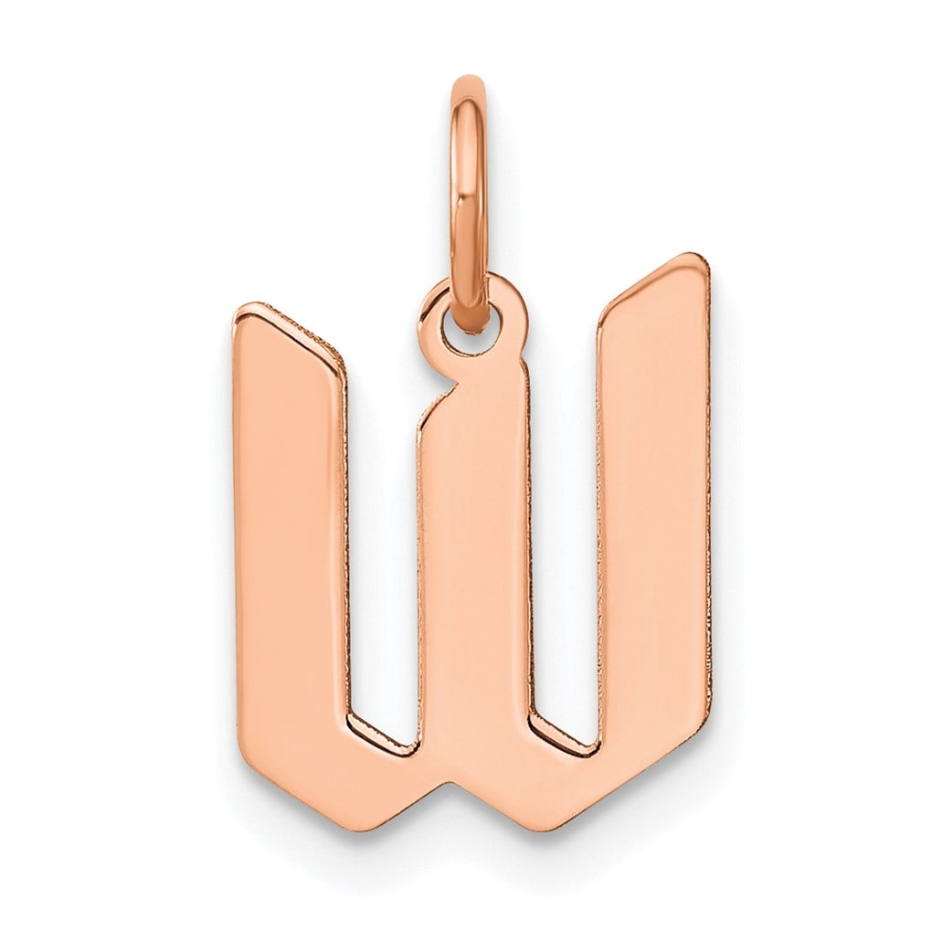 Sterling Silver Rose Gold-plated Letter W Initial Pendant