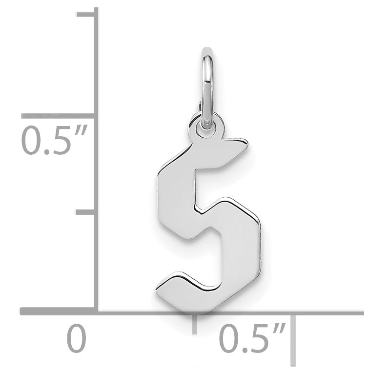 Sterling Silver Rhodium-plated Letter S Initial Pendant