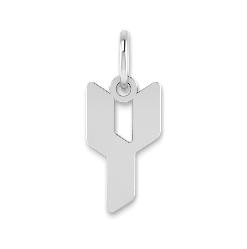 Sterling Silver Rhodium-plated Letter Y Initial Pendant