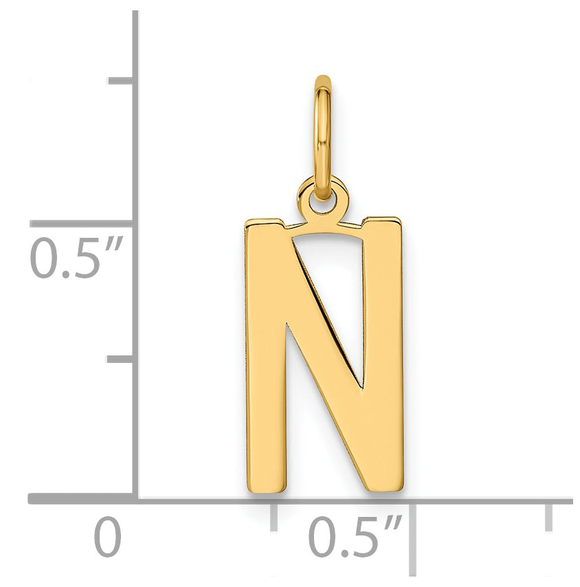 14K Yellow Gold Letter N Initial Pendants