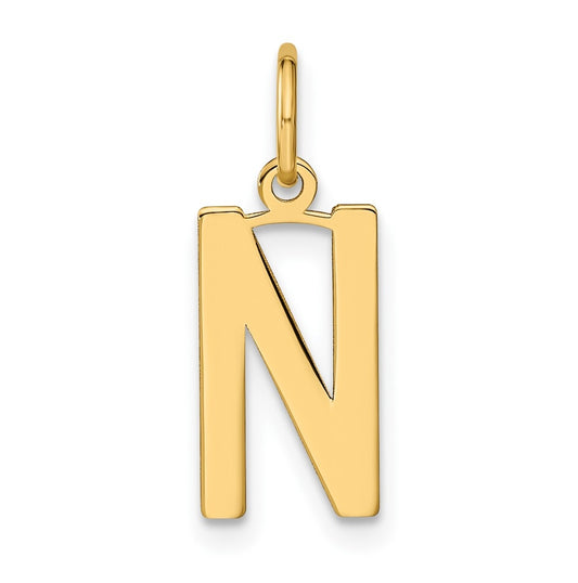 14K Yellow Gold Letter N Initial Pendants