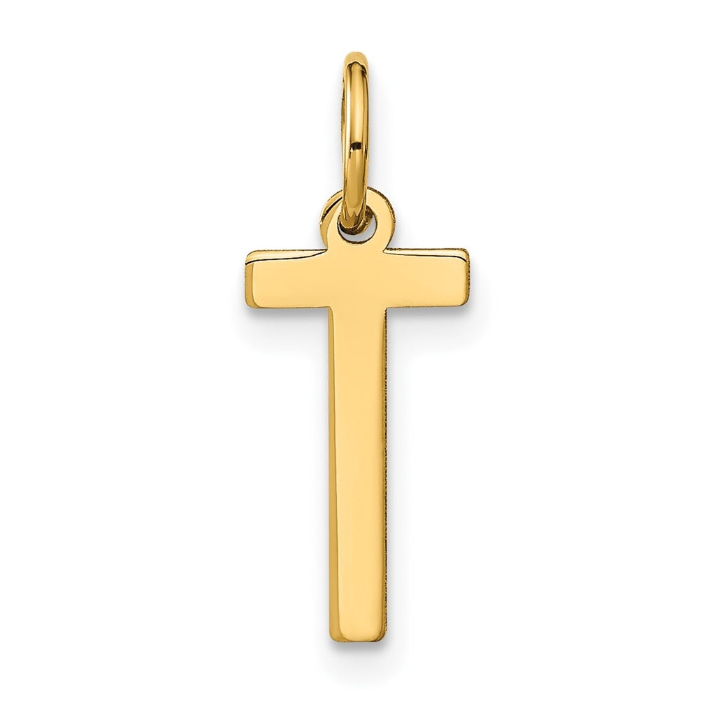14K Yellow Gold Letter T Initial Pendants