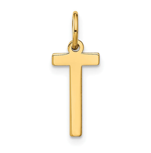 14K Yellow Gold Letter T Initial Pendants