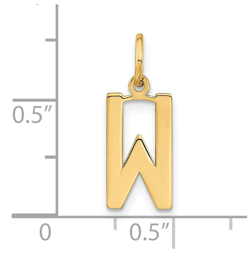 14K Yellow Gold Letter W Initial Pendants