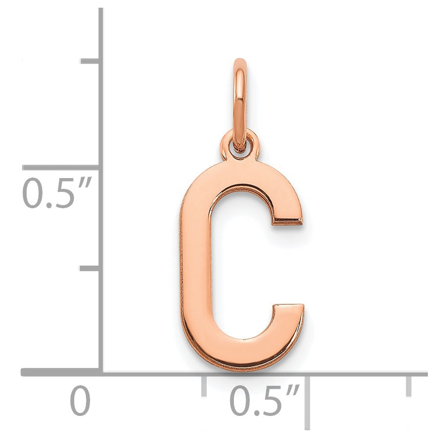14k Rose Gold Letter C Initial Pendant