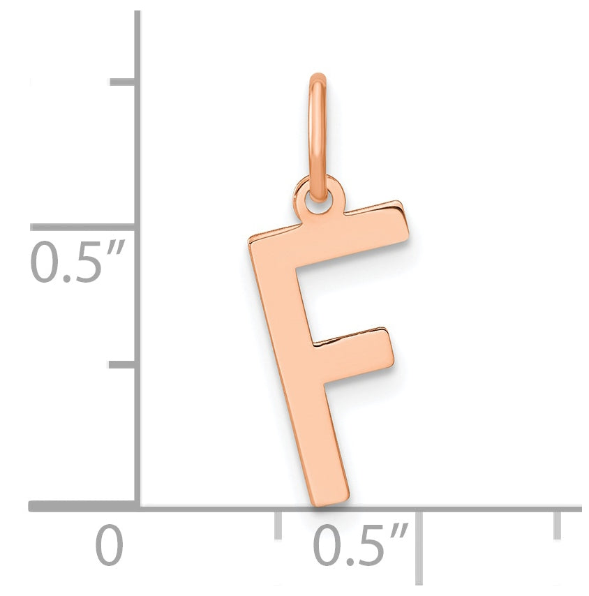 14k Rose Gold Letter F Initial Pendant