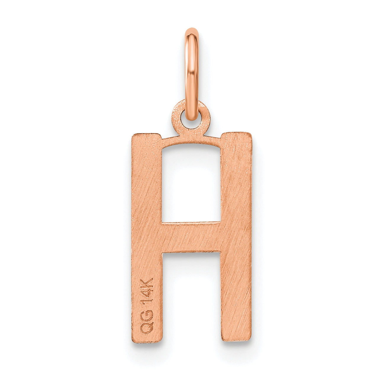 14k Rose Gold Letter H Initial Pendant