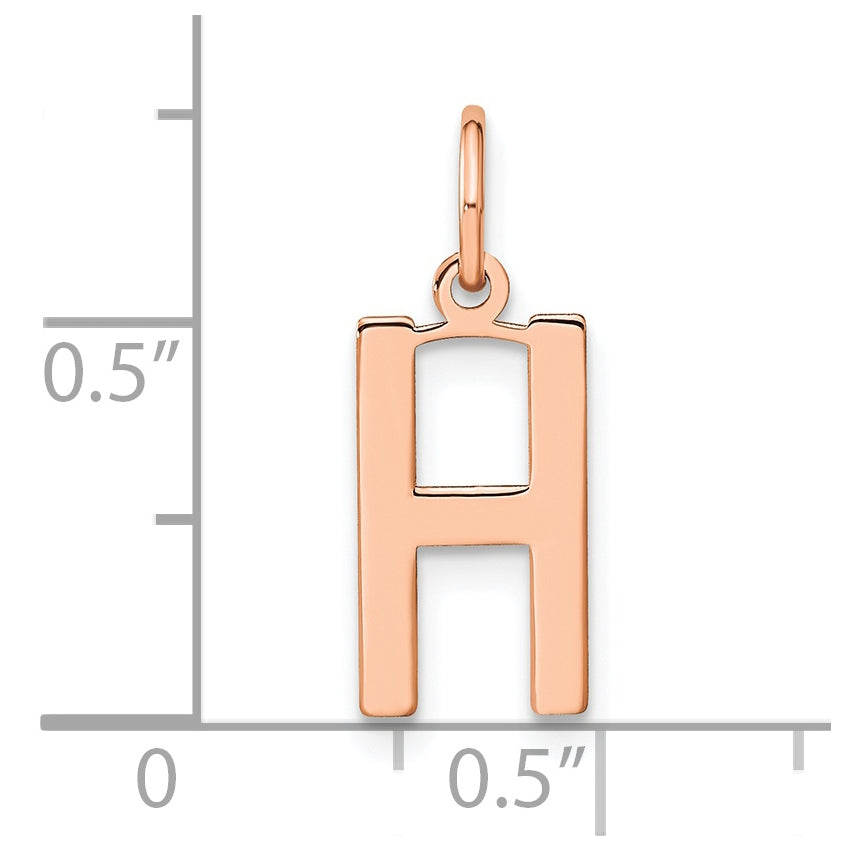 14k Rose Gold Letter H Initial Pendant