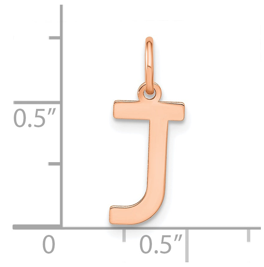 14k Rose Gold Letter J Initial Pendant