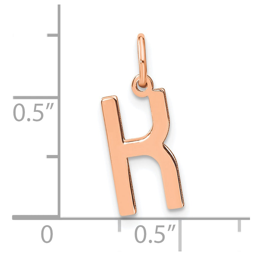 14k Rose Gold Letter K Initial Pendant