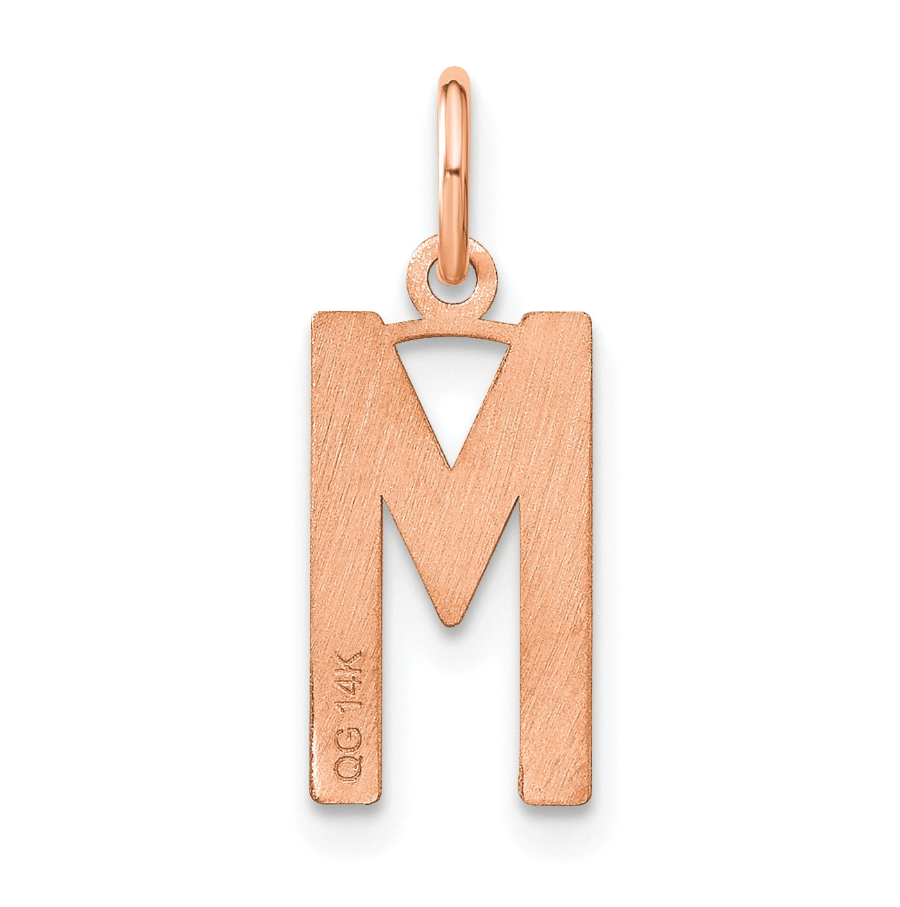 14k Rose Gold Letter M Initial Pendant