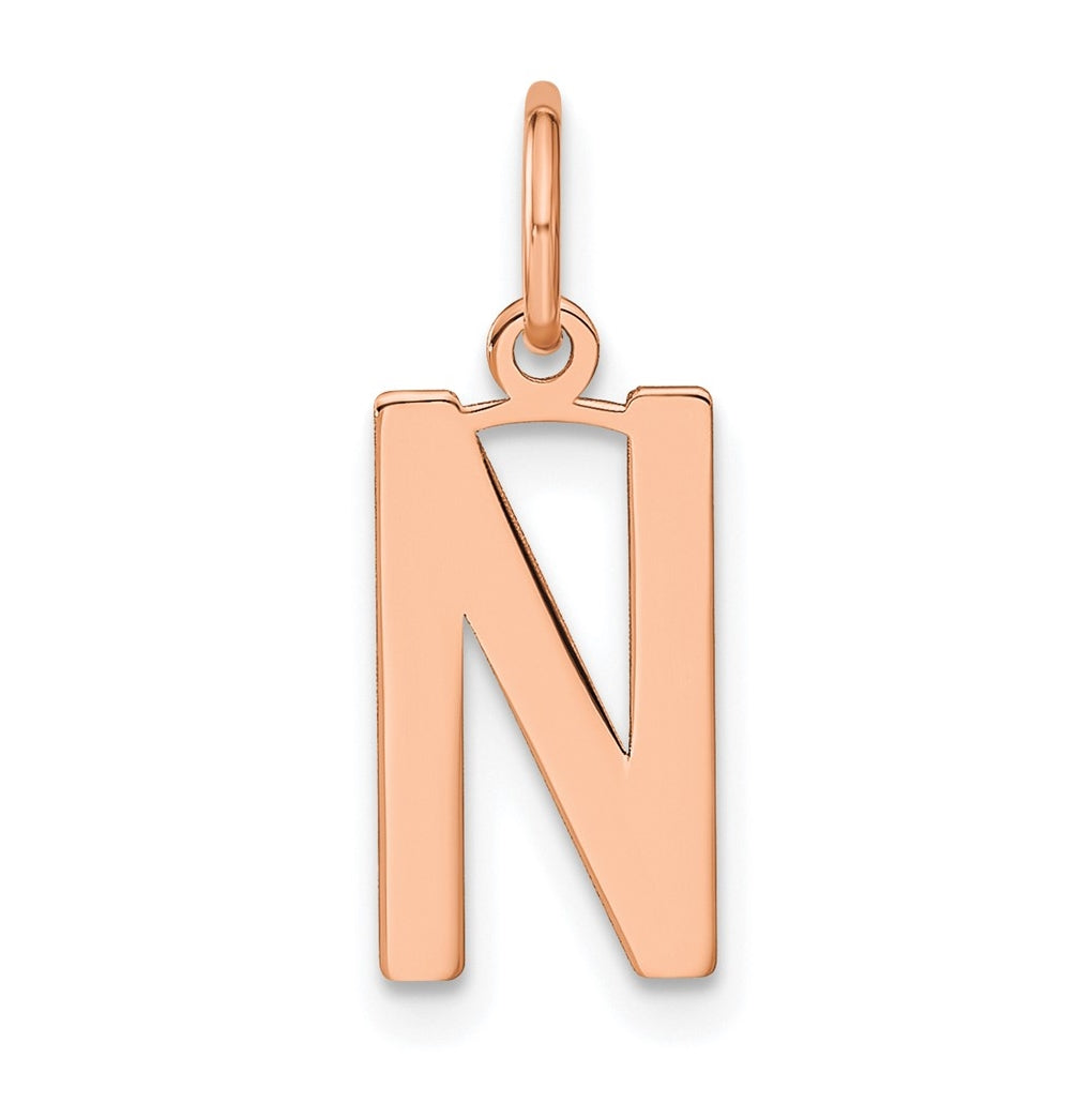 14k Rose Gold Letter N Initial Pendant