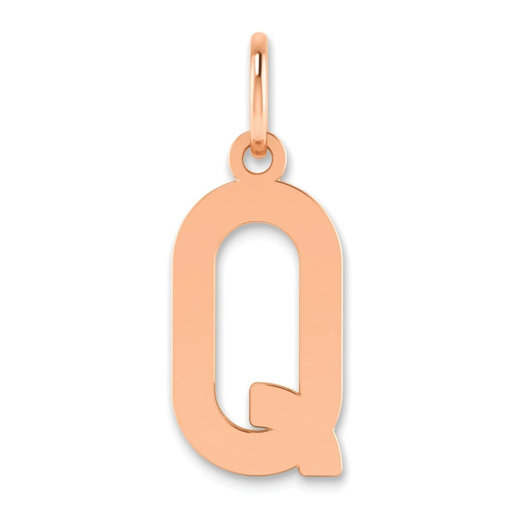 14k Rose Gold Letter Q Initial Pendant