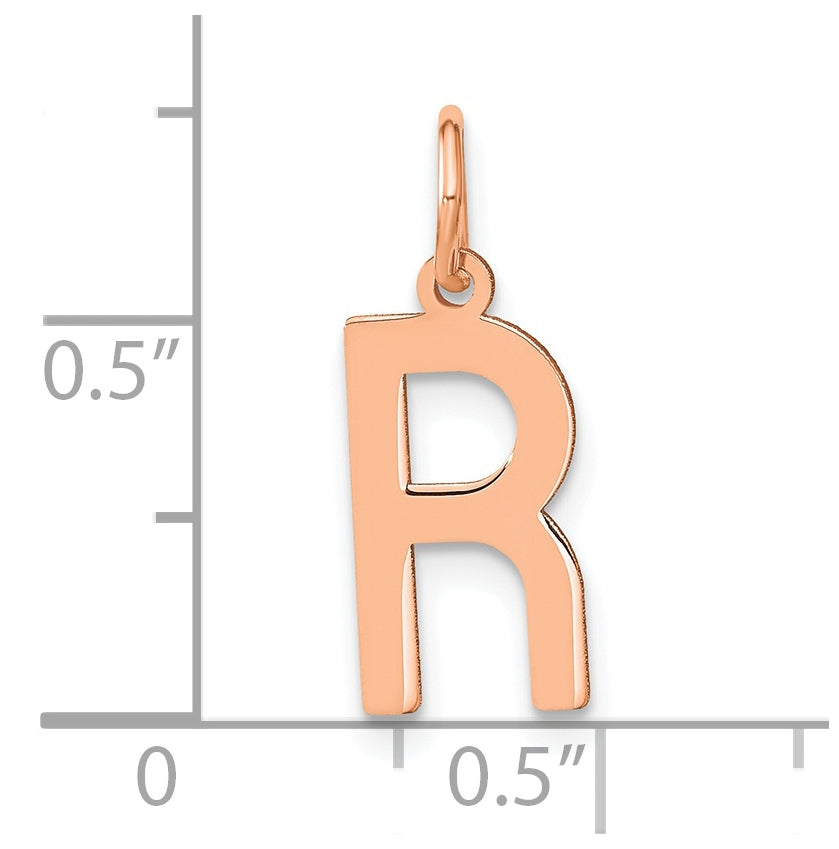 14k Rose Gold Letter R Initial Pendant