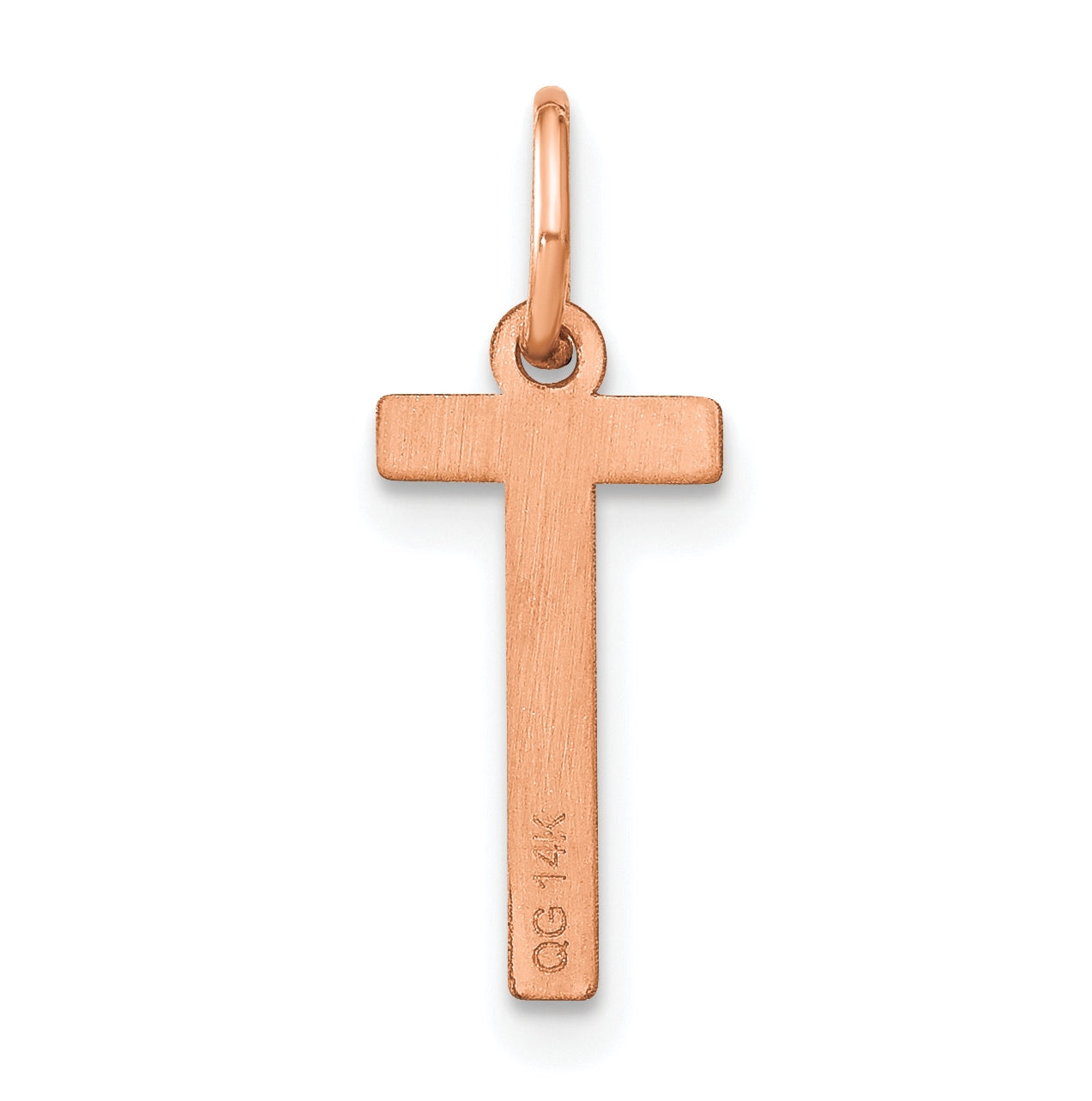 14k Rose Gold Letter T Initial Pendant