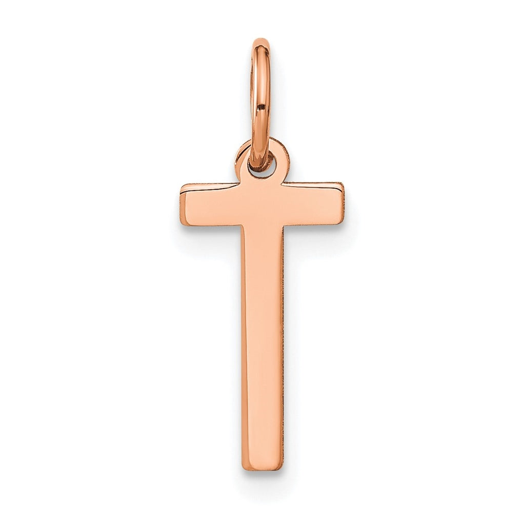 14k Rose Gold Letter T Initial Pendant