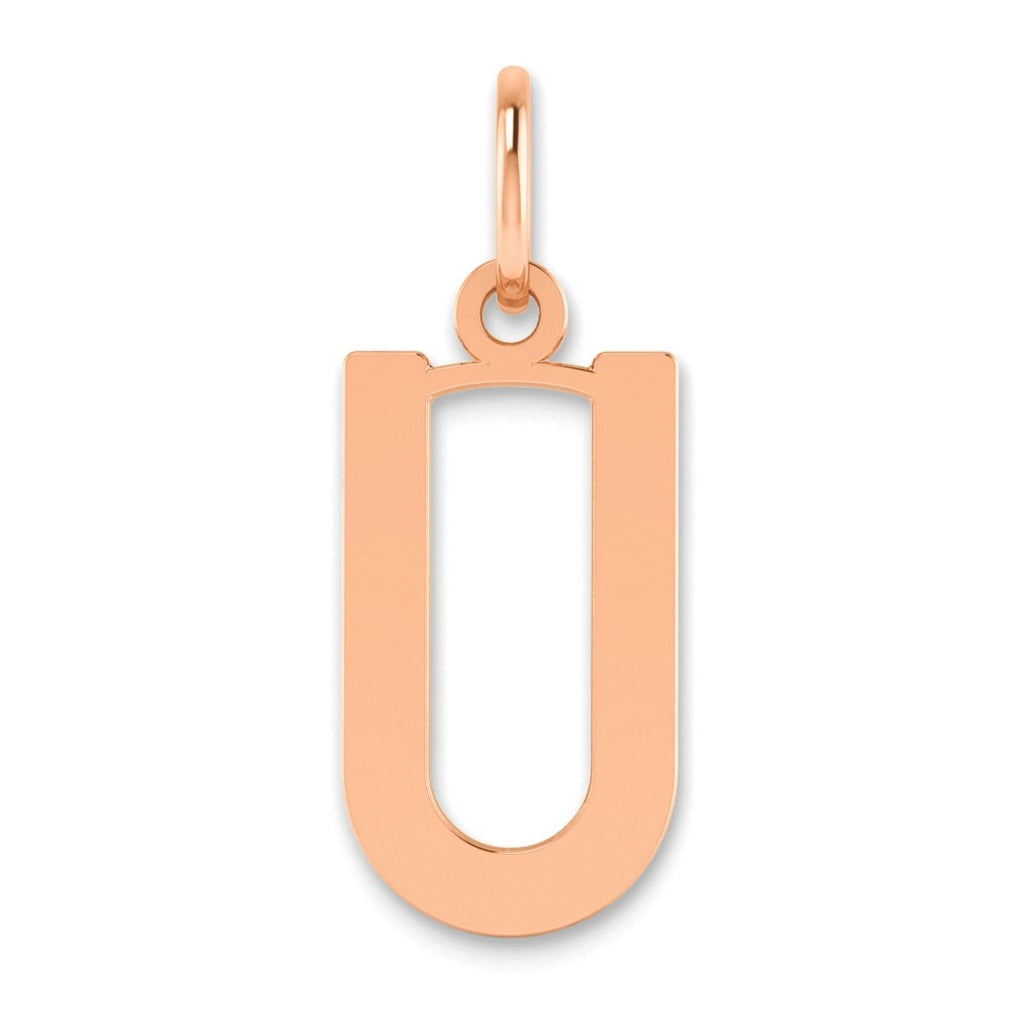 14k Rose Gold Letter U Initial Pendant