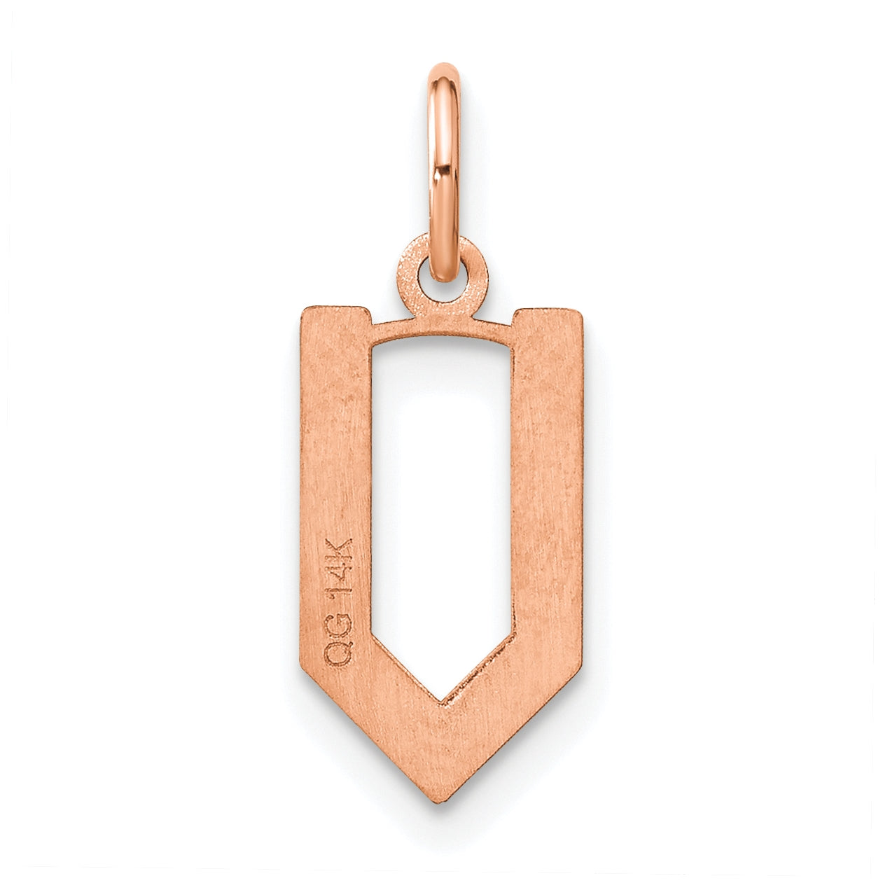 14k Rose Gold Letter V Initial Pendant