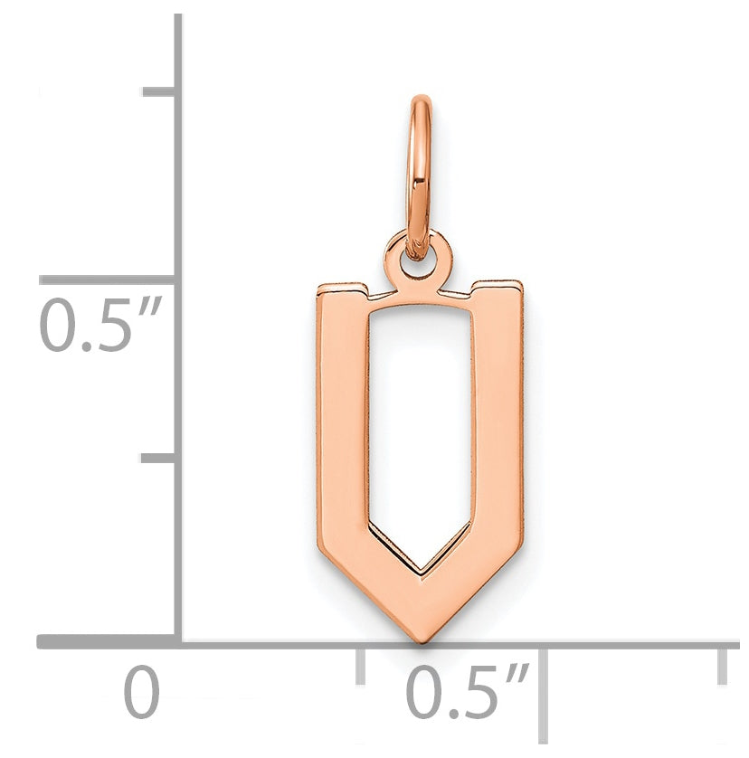 14k Rose Gold Letter V Initial Pendant