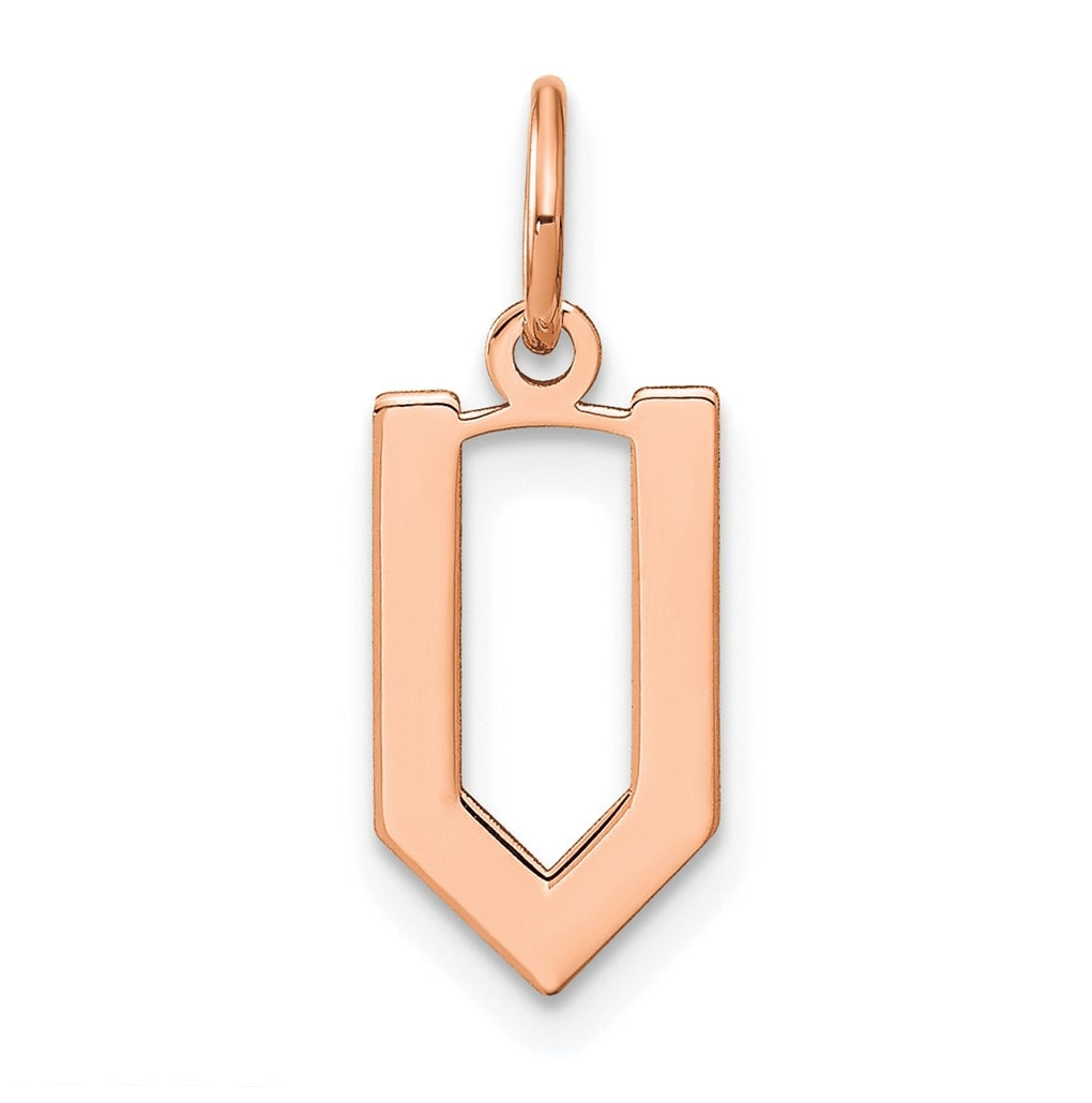 14k Rose Gold Letter V Initial Pendant