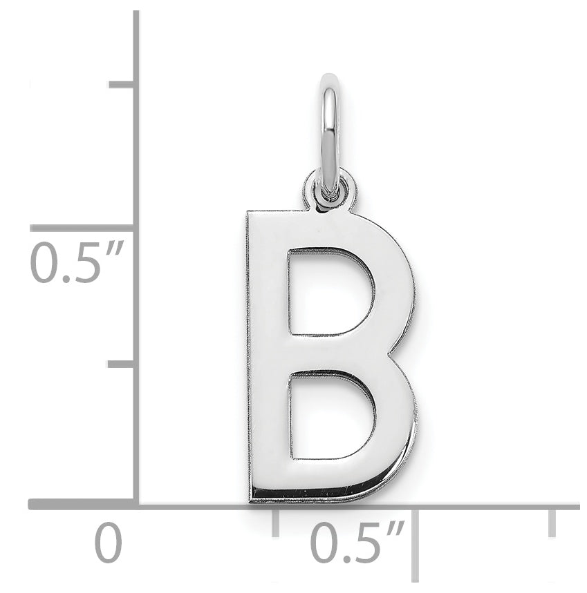 Sterling Silver Rhodium-Plated Letter Letter B Initial Pendant