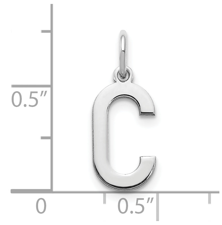 14K White Gold Letter C Initial Pendants