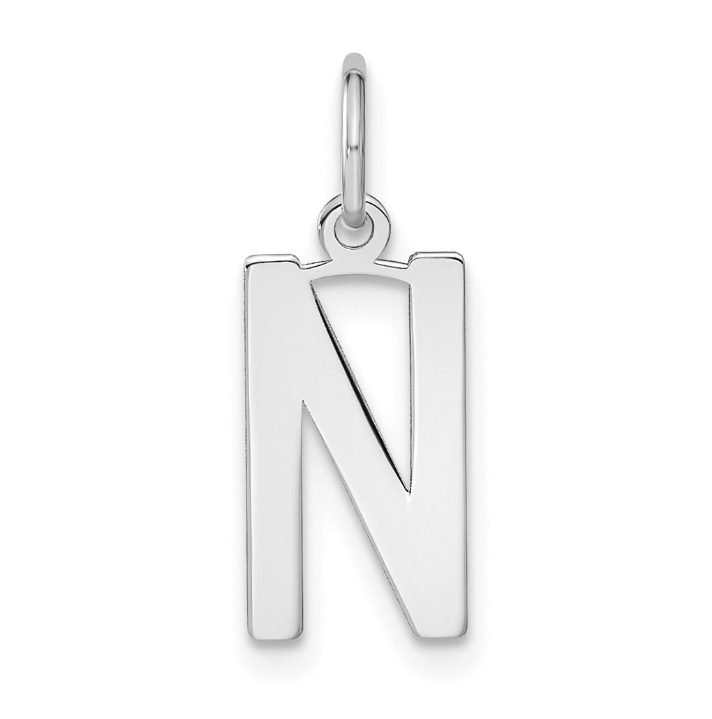 Sterling Silver Rhodium-Plated Letter N Initial Pendant