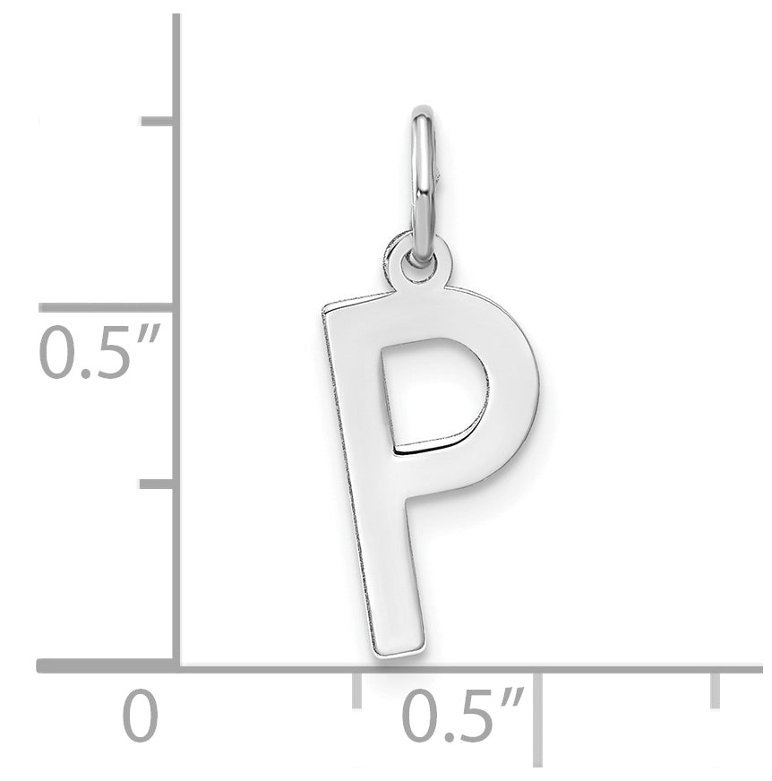 Sterling Silver Rhodium-Plated Letter Letter P Initial Pendant