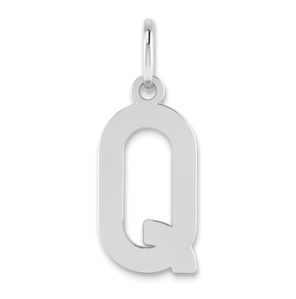 14K White Gold Letter Q Initial Pendants