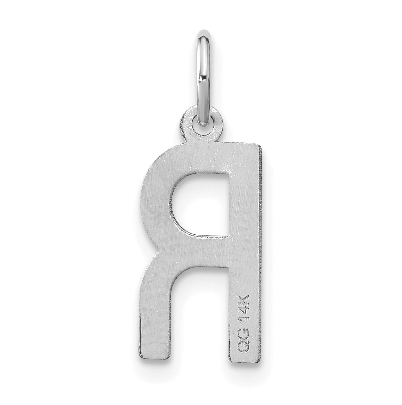 14K White Gold Letter R Initial Pendants