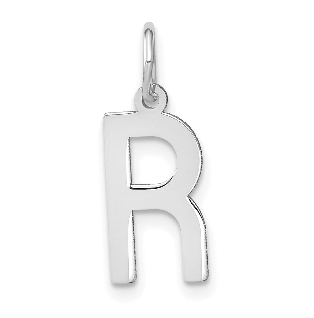 14K White Gold Letter R Initial Pendants