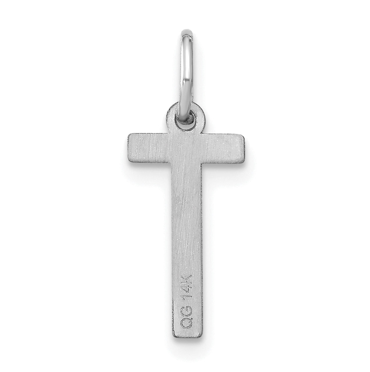 14K White Gold Letter T Initial Pendants