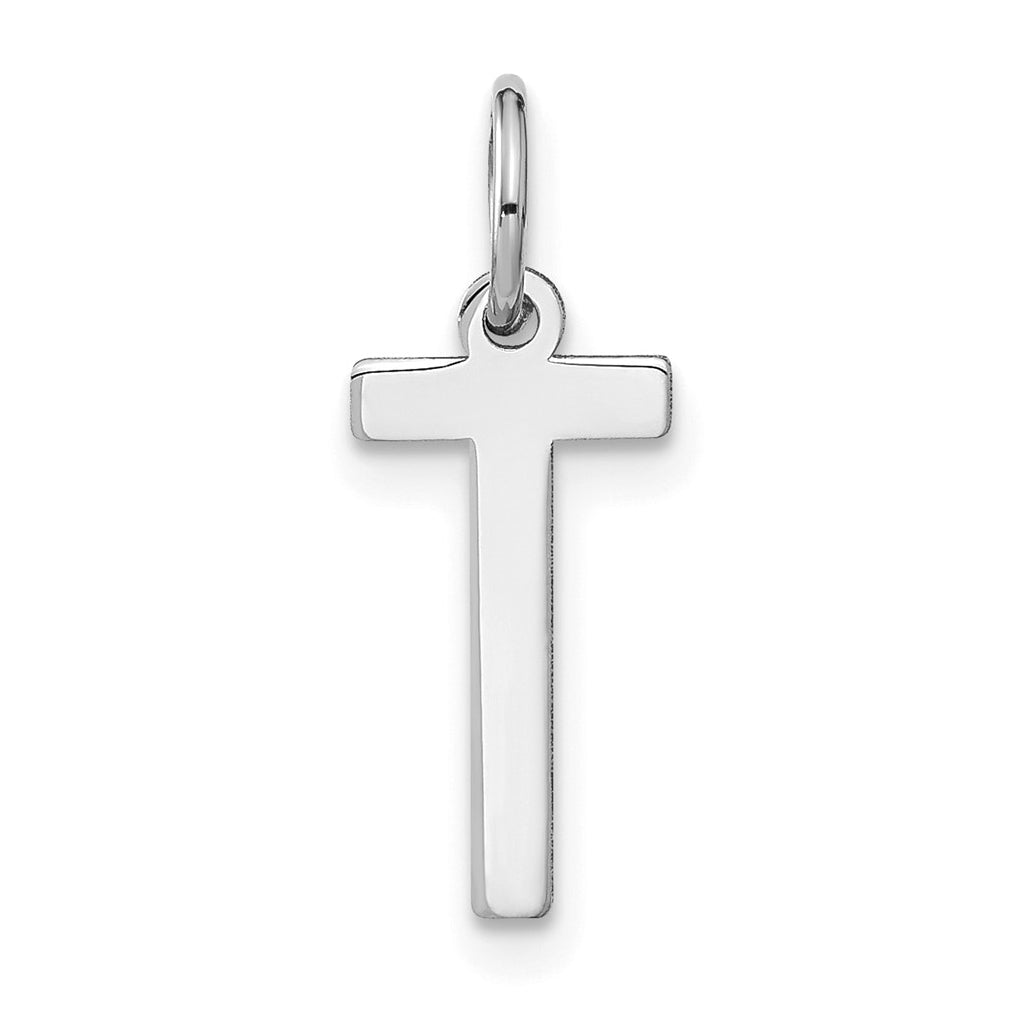 Sterling Silver Rhodium-Plated Letter T Initial Pendant