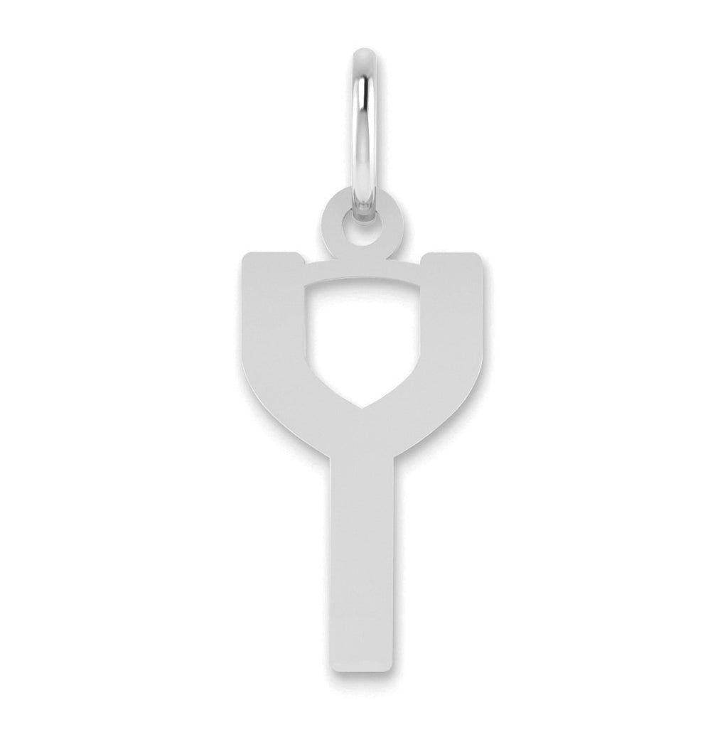 14K White Gold Letter Y Initial Pendants