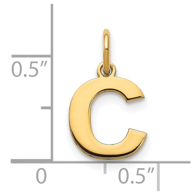 14K Yellow Gold Initial C Letter Pendants