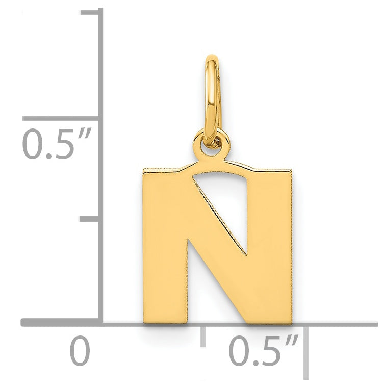 Sterling Silver Gold-plated Letter N Initial Pendant