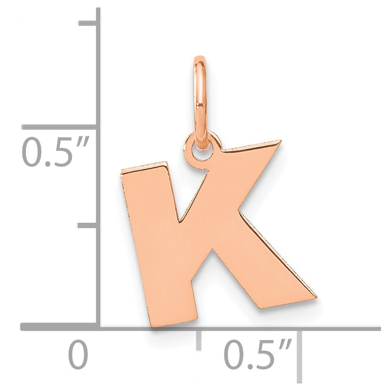 14k Rose Gold K Initial Pendants