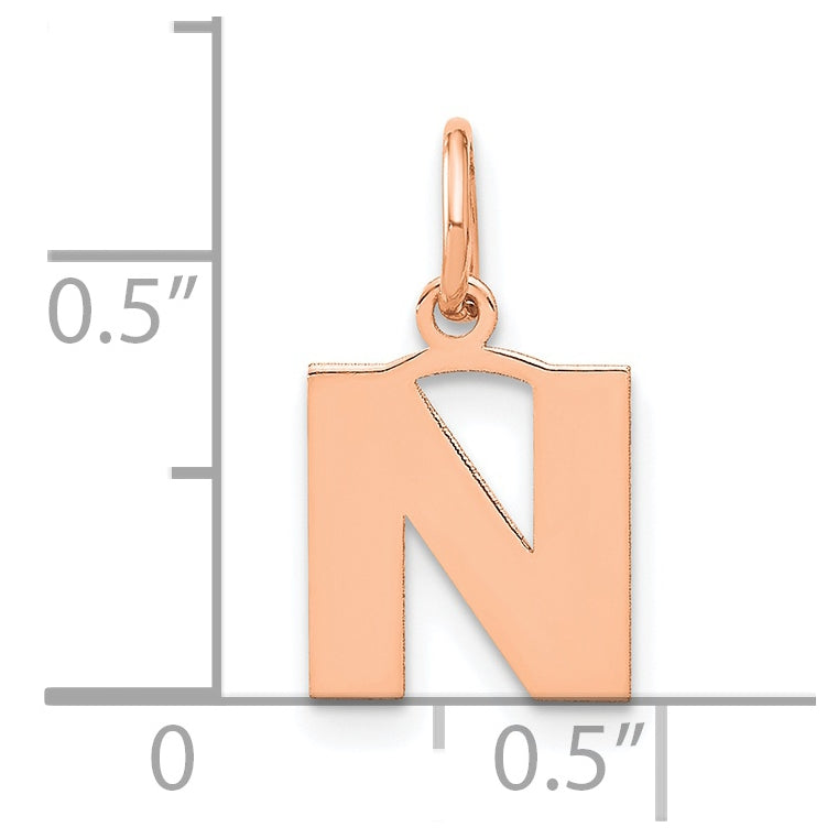 Sterling Silver Rose Gold Plated Letter N Initial Pendant