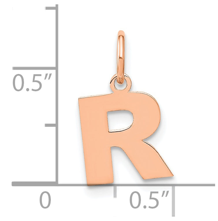 14k Rose Gold R Initial Pendants