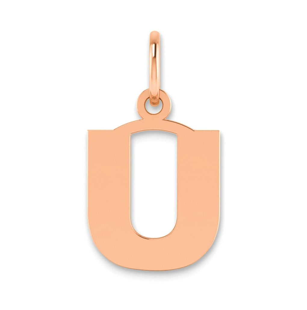14k Rose Gold U Initial Pendants