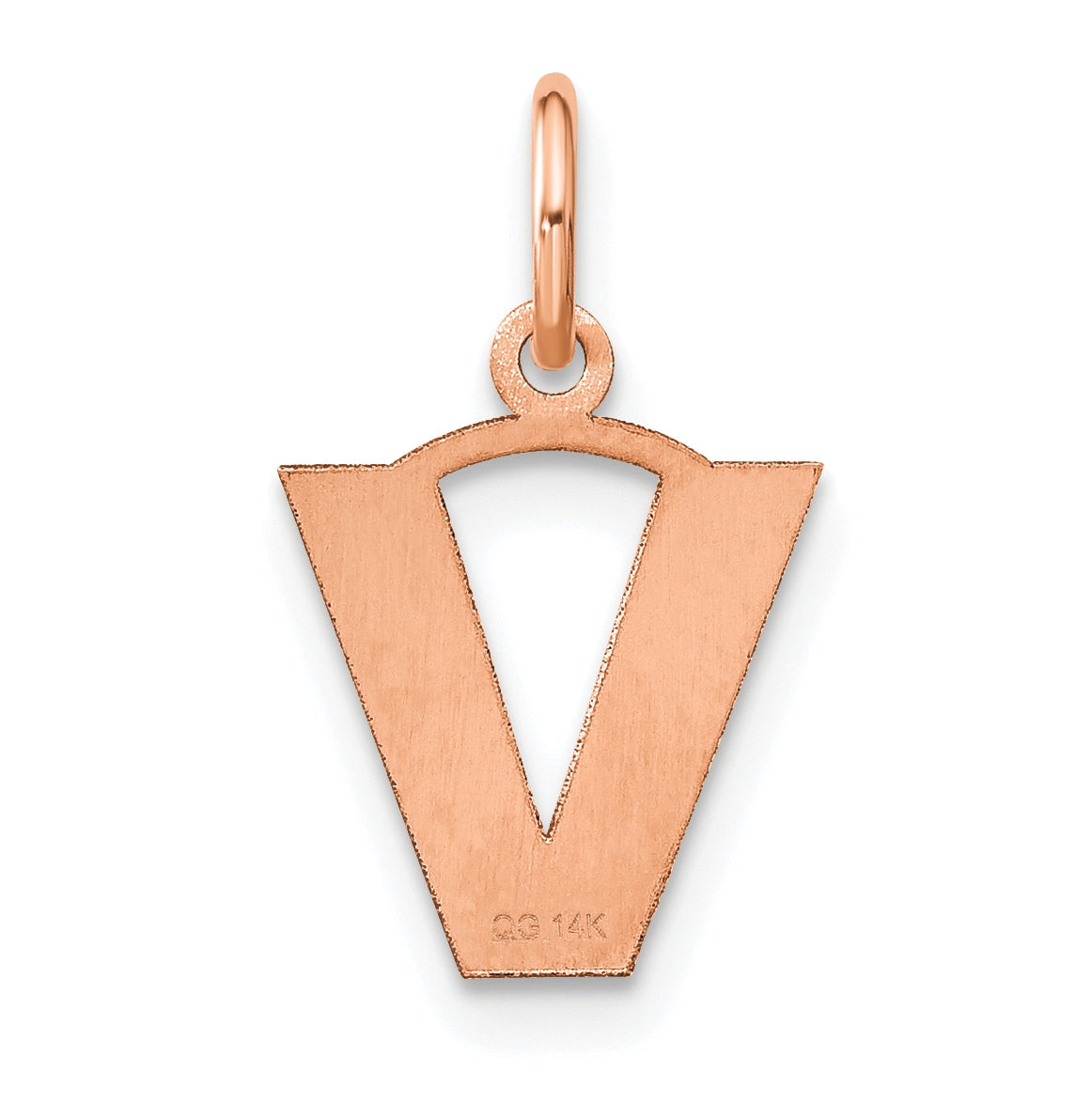 Sterling Silver Rose Gold Plated Letter V Initial Pendant