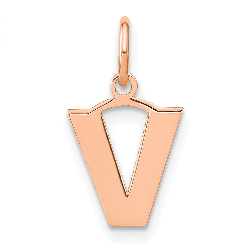 14k Rose Gold V Initial Pendants
