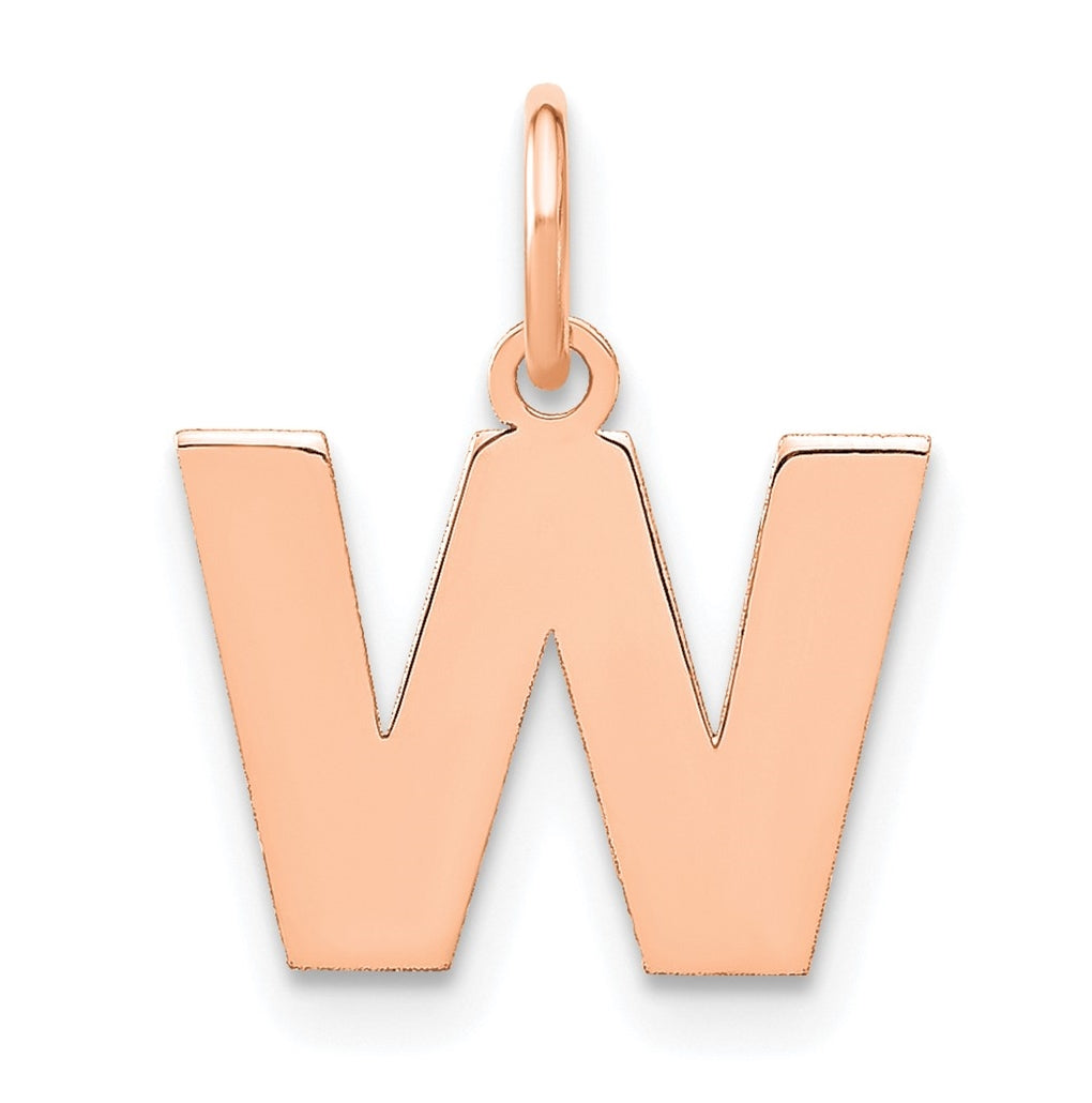 Sterling Silver Rose Gold Plated Letter W Initial Pendant
