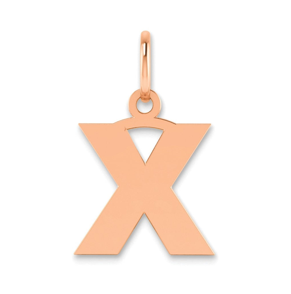 Sterling Silver Rose Gold Plated Letter X Initial Pendant