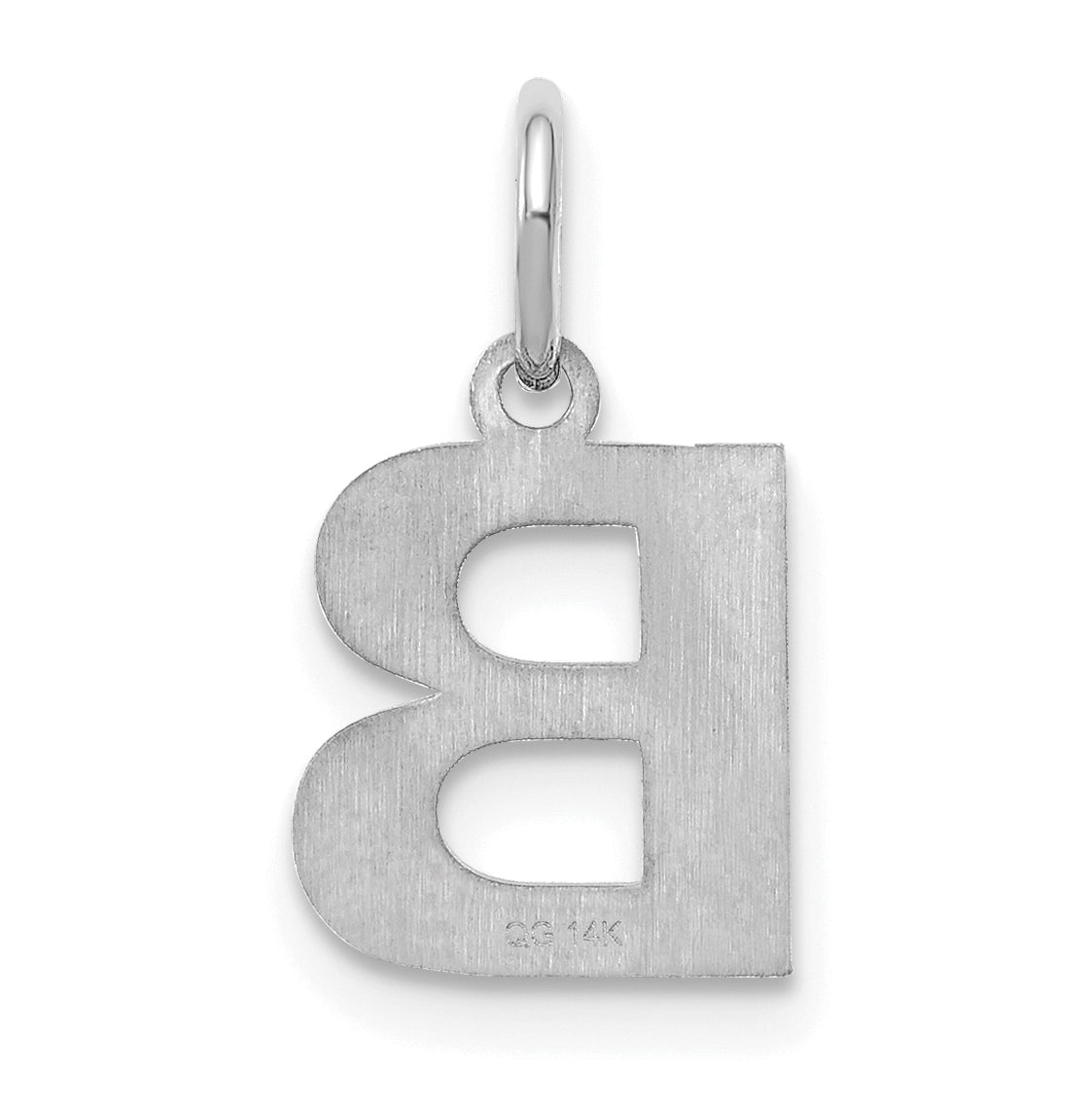 14K White Gold B Initial Pendant