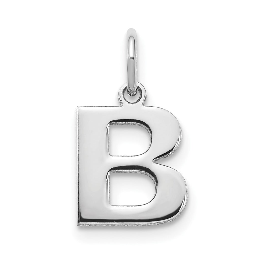 14K White Gold B Initial Pendant